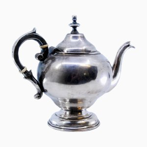 Silberne Teekanne mit Knopfdeckel und Entenschnabel