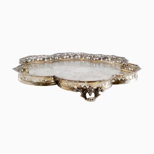 Tray with Lobed-Shaped Rack and Floral Engraved Bottom