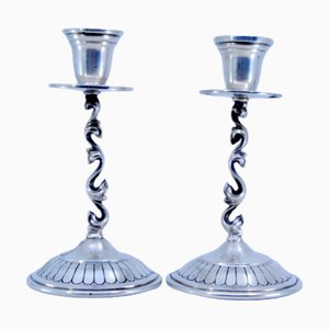 Bougeoirs en Argent avec Applications, Set de 2