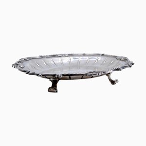 Silver Tray with Raised Bottom, Engravings and Surrounding Frieze with Scrolls
