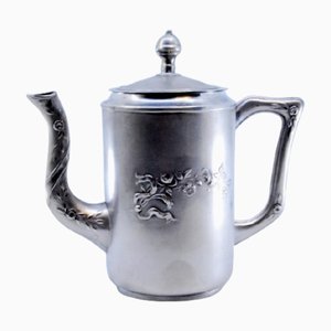 Art Nouveau Silver Teapot with Embossed Flowers