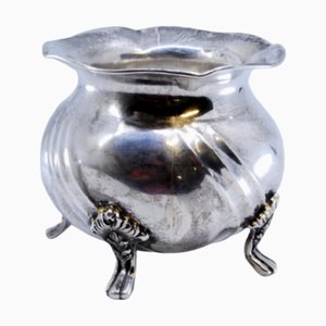 Spiral Silver Pot with Support Feet and Applications