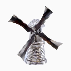 Dutch Style Windmill-Shaped Toothpick Holder with Reliefs