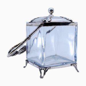 Silver and Glass Candy Box with Palms Decorated Lid