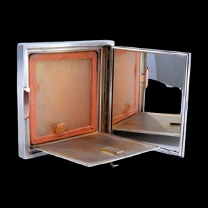 Brushed Silver and Gold Toiletry Box Mirror