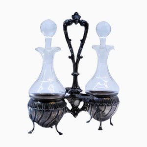 Cut Glass Silver Cruet, Set of 3