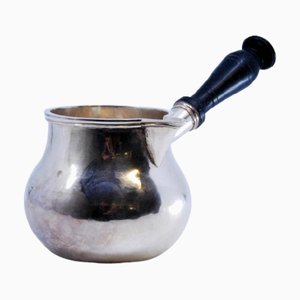 Silver Casserole with Chestnut Handle and Concentric Circles
