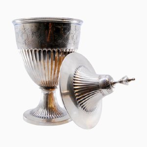Fluted Silver Candy Box in Low Relief with Engravings