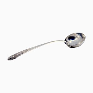 Silver Soup Ladle with Acanthus Leaf Handle Relief and Monogram Card