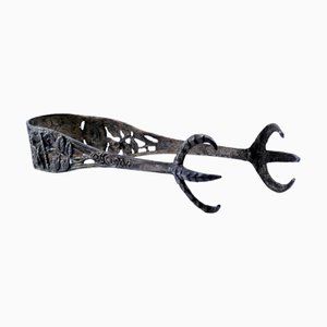 Silver Ice Tongs with Claw-Shaped Tongs