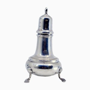 Silver Candleholder with Lid Application and Embossed Feet