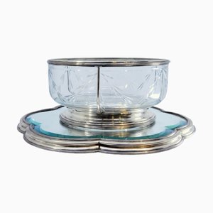 Centrotavola Fruit Bowl in vetro molato e argento