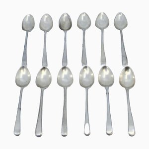 Silberne Teelöffel mit Griffrillen, 12 . Set