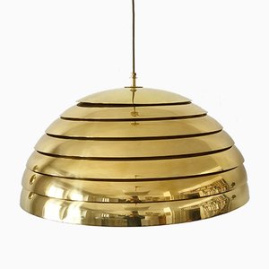 Large Mid-Century Modern Brass Dome Pendant Lamp from Vereinigte Werkstätten Collection