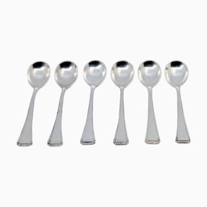 Silberne Teelöffel mit Perlengriffen, 6 . Set