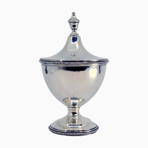 Silver Candy Box with Rim and Base Pearls and Lid Application