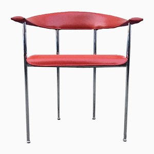 Red Saddle Leather Armchair by Giancarlo Vegni & G. Gualtierotti for Fasem, 1980s
