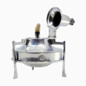Silver Lamp with Pearly Surround and Flame Cover