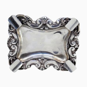 Silver Ashtray with Reliefs, Applications and Cigarette Holders