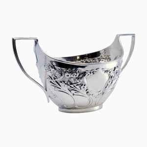 Silver Embossed Candy Box with Floral Motifs, Scrolls and Monogram Cards