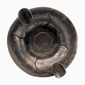 Engraved Silver Ashtray with Coins