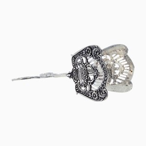 Silver Salad Tongs with Embossed Shells and Stems