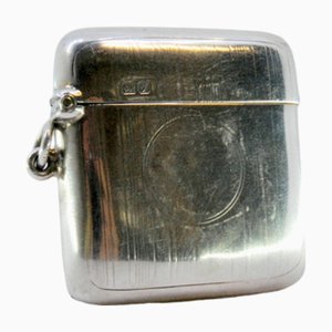 Guilloche Silver Matchbox with Bands