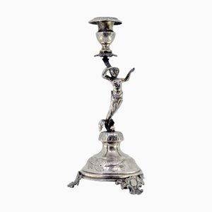 Silver Candlestick with Flower