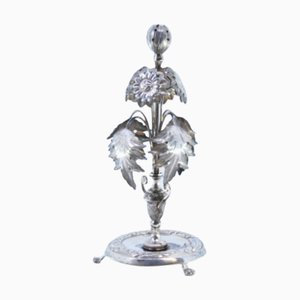 Silberner Zahnstocherhalter mit Blumen und Akanthusblättern