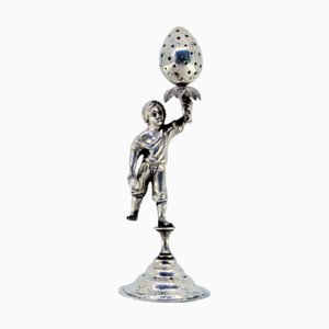 Silberner Zahnstocherhalter mit männlicher Figur