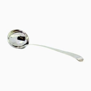 Silver Soup Ladle with Embossed Reed-Style Handle