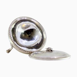 Silver Bonbonniere with Embossed Friezes, 3-Flower Knob Lid and Feet with Palms