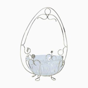 Silver and Cut Glass Candy Box with Round Feet