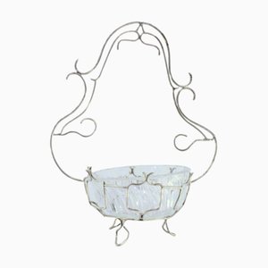 Silver and Cut Glass Candy Box with Feet