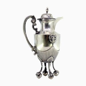 Silver Coffee Pot with Fluted Body, Lion Figure and Claw-Shaped Feet
