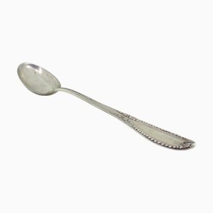 Silver Rice and Serving Spoon Grooves, Pearly Reliefs and Acanthus Leaves