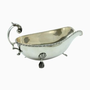 Silver Sauce Boat and Plate with Friezes and Applications