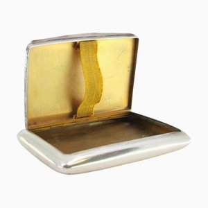 Silver Cigarette Case with Gold Interior and Hinged Lid