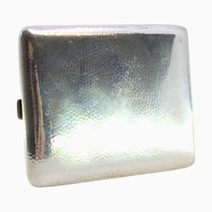 Hammered Silver Cigarette Case with Hinged Lid