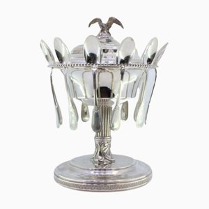 Kaviardisplay aus Silber & Glas mit Löffeln, 11 . Set