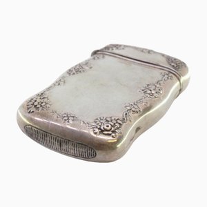 Silver Matchbox with Floral Reliefs and Monogram Card