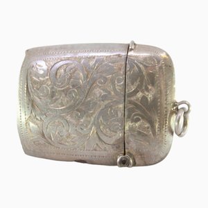 Silver Matchbox with Plant Motifs and Monogram Card