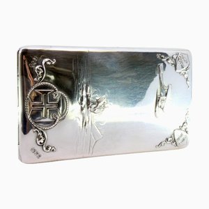 Silbernes Zigarettenetui mit portugiesischen Achievement Reliefs und Deckel