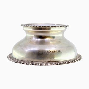 Silver Inkwell with Lid Borders and Ceramic Interior