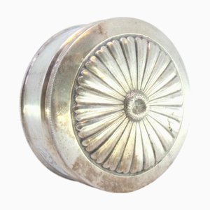 Circular Silver Box with Reliefs and Removable Lid