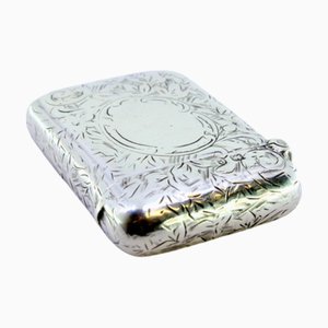 Guilloche Silber Streichholzschachtel mit Monogramm Karte