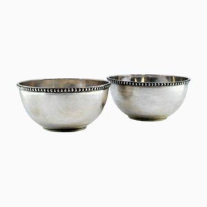 Lavabi in argento con bordi perlati, set di 2