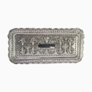 Tablett aus geprägtem Silber mit Hindu-Gottheiten