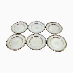 Silver Bread Plates with Embossed Friezes, Set of 6