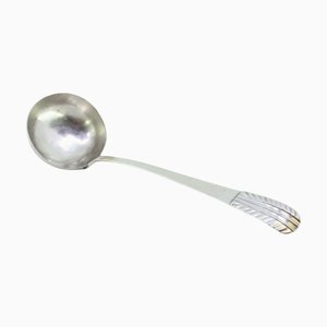 Silver Soup Ladle with Embossed Handle